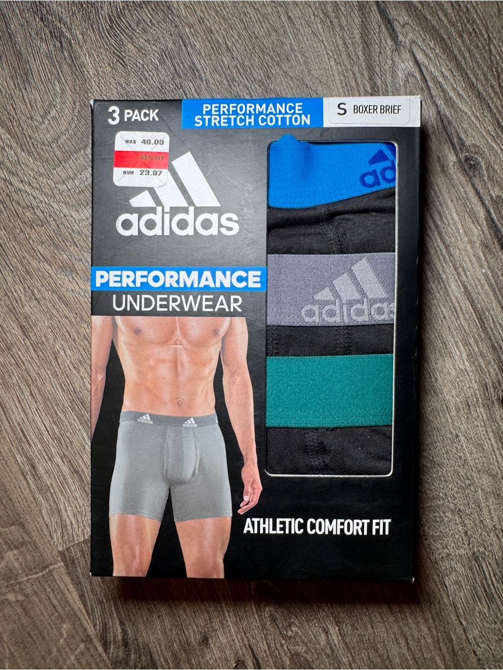 adidas Performance Men's 3-Pack Boxer Briefs - size small